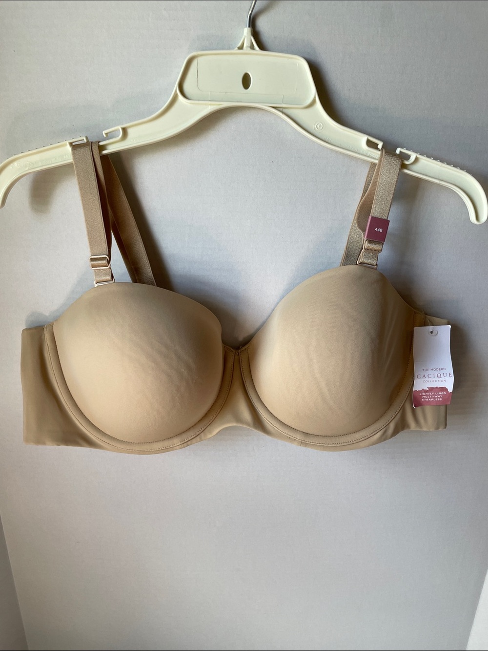 Cacique Size 44B  Beige Strapless Convertible T-Shirt Bra NWT